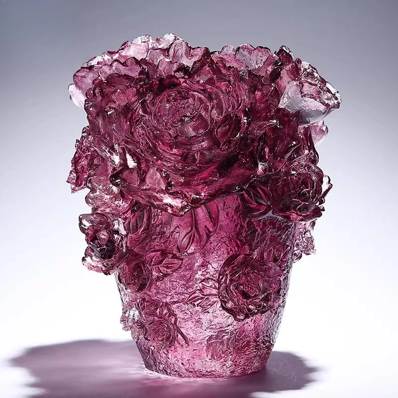 

Zibo glazed vase ornament living room flower arrangement rose vase niche living room decoration