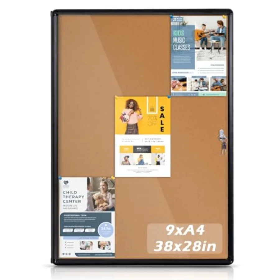 

Enclosed Bulletin Board Cork Board 38x28 inLockable Wall Display Case with Locking Door for Office School Home Commercial Tampe