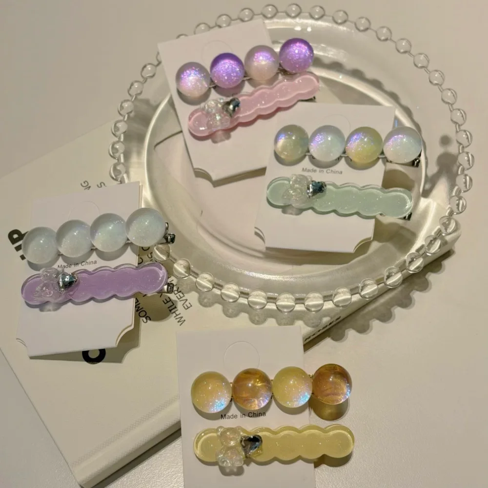 

2 Pcs Cute Ice Transparent Resin Hair Pins Fashion Dopamine Barrettes Hair Clips Hair Accessories Girls Gift