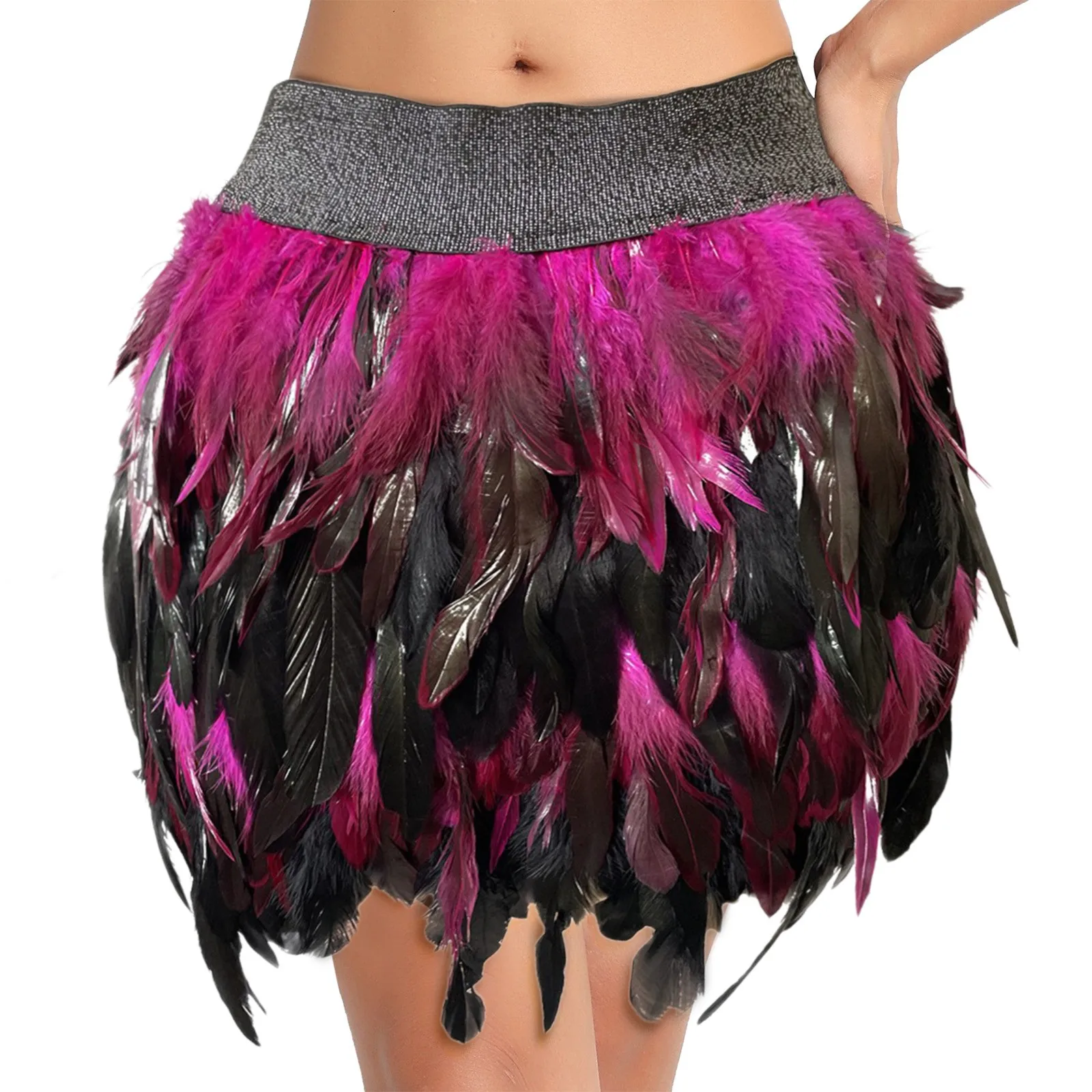 

Feather Women High Waisted Sexy Half Skirts Carnival Outfit Mardi Gras Party Skirt Costume Feather Clothing Stage Performance