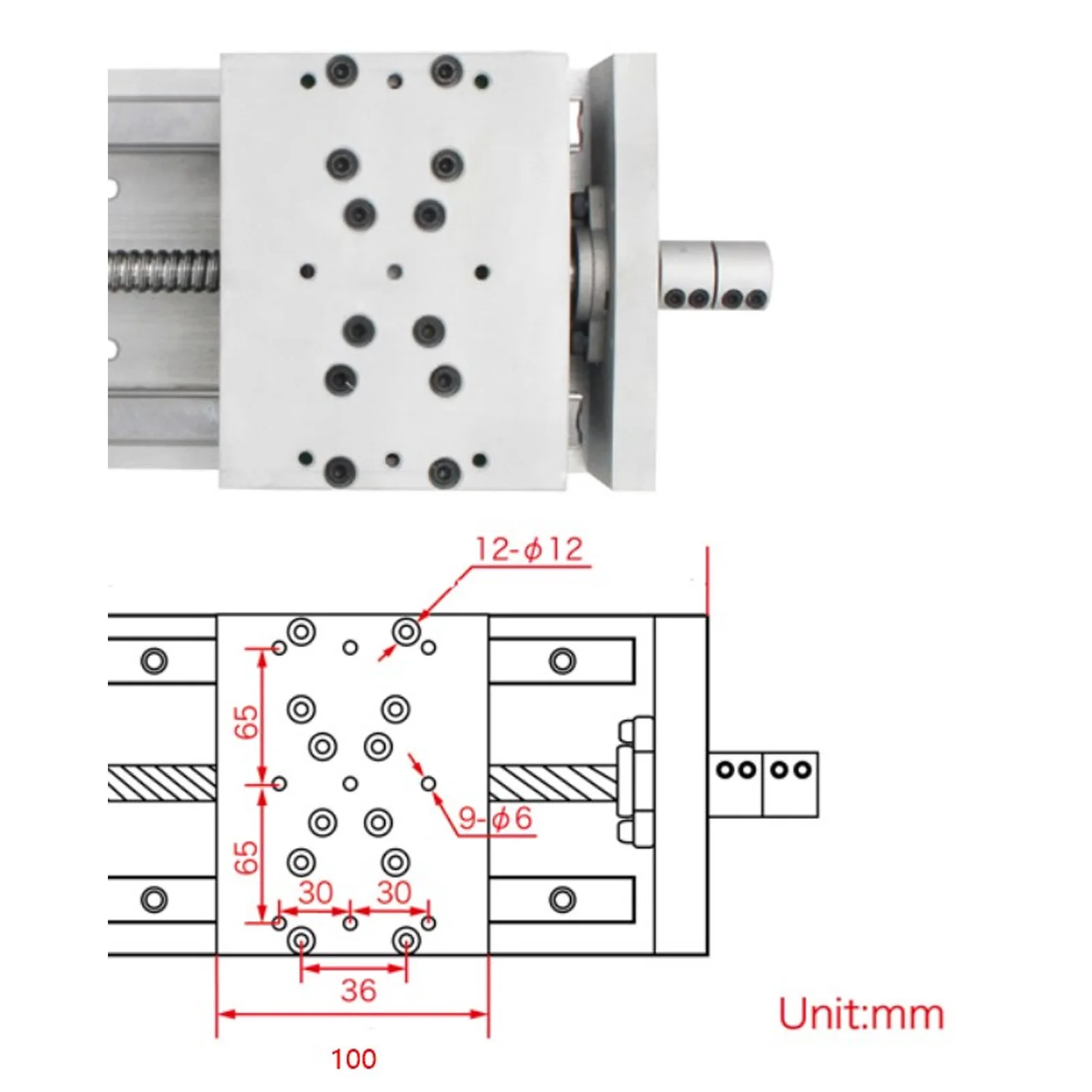 100mm Stroke Linear Stage SFU1605 Ball Screw CNC Double Linear  Rail Sliding Table for NEMA23 Motor Ball Screw Linear Stage
