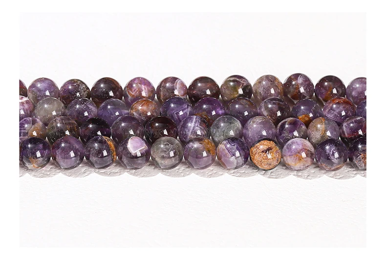 Großhandel 6 8 10mm Natürliche Geisteramethyst-Perlen Runde Lose Abstandsperlen Kristall für Schmuckherstellung DIY Halskette Armband Zubehör – Detail 4