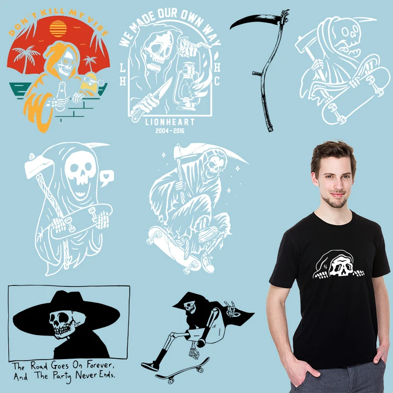 

Skull skeleton DIY Appliques Garment Accessories Patches for clothing Heat Transfer PVC Patch Stickers on Clothes