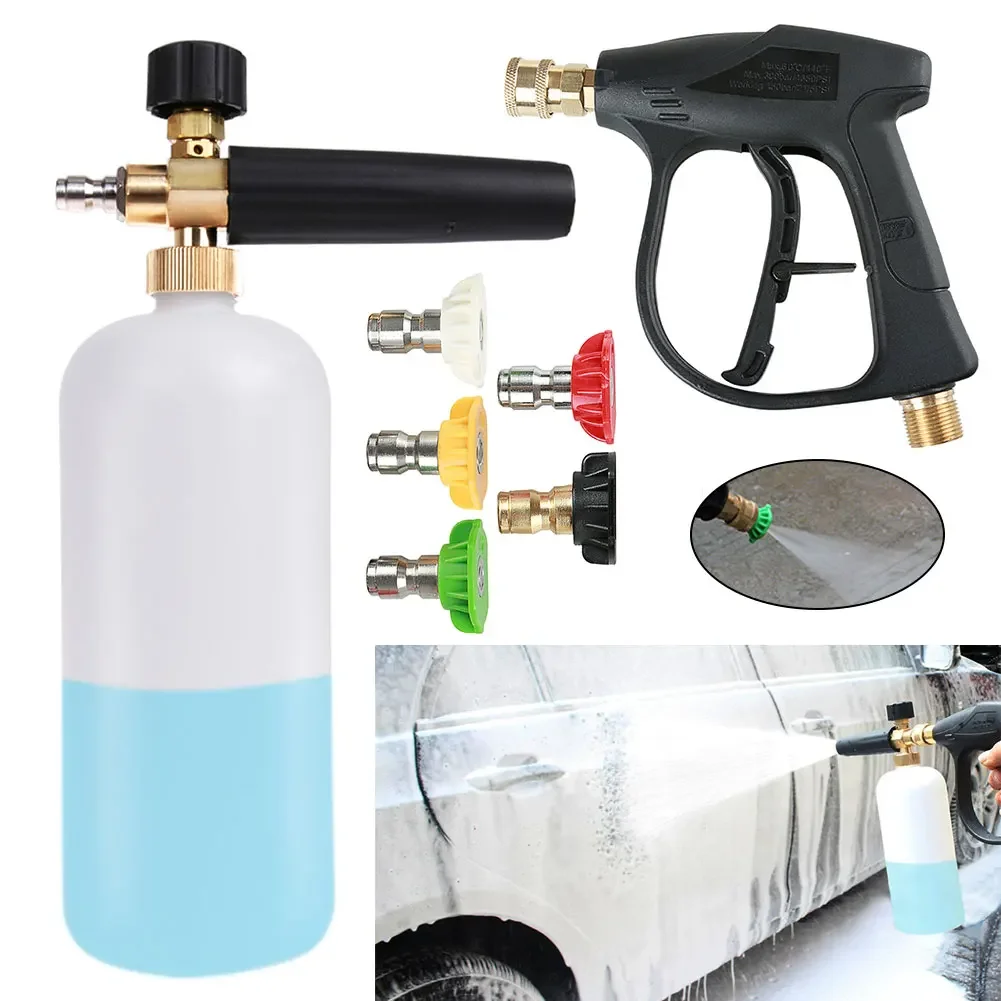 

Насадка для пенной насадки, устройство для уборки дома под высоким давлением, пистолет для мойки машин, насадка для снежной пены, с распылителем на 0 °, 15 °, 25 °, 40 °, 60 °