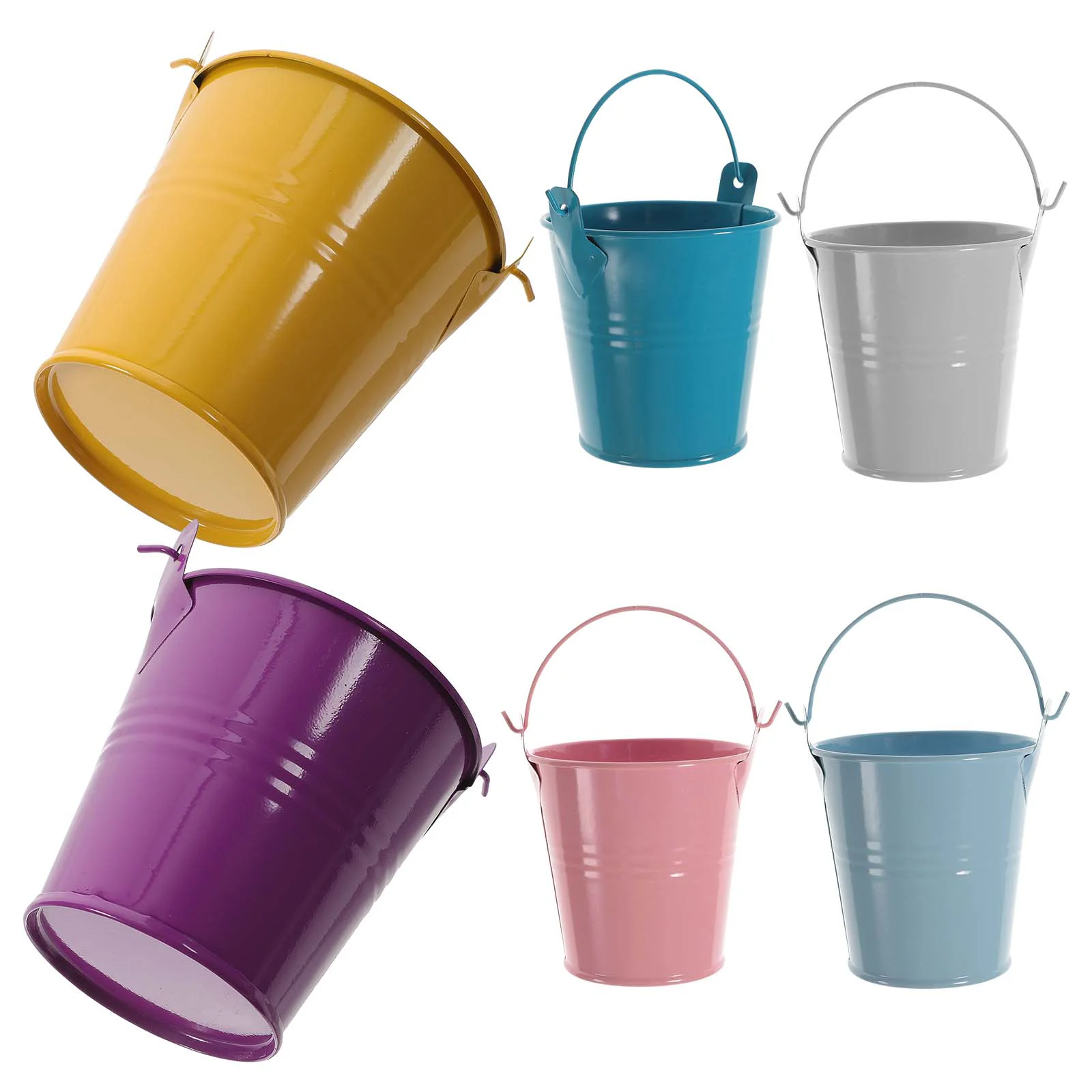 

6 Pcs with Cover Bulk Mini Bucket Child Flower Pot Easter Baskets Handles Tinplate Succulent Planter Metal Pail Buckets