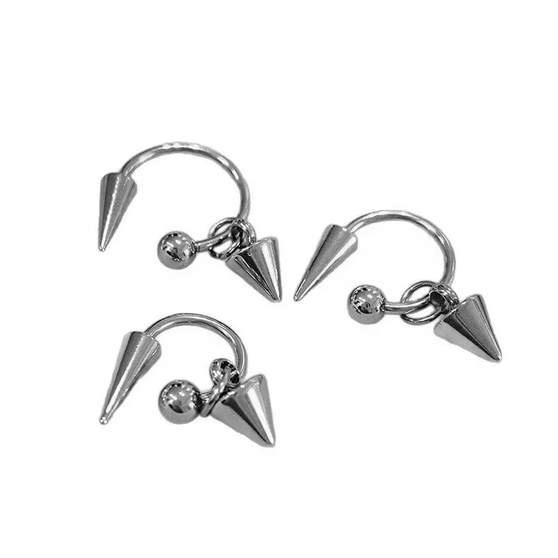 Fashion Punk Rivet Goth Earrings Women Cone Pendant Earrings Geometric Punk Style Hip-hop Dangle Earrings