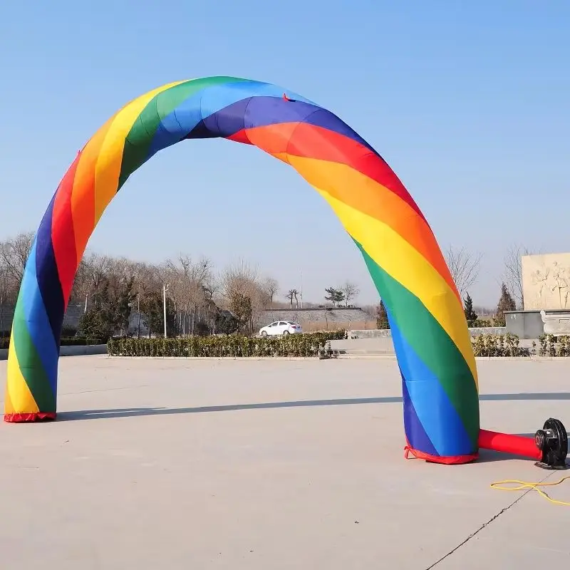 Rainbow Inflatable Arch 6M Air Door with Blower, Colorful Decoration for Wedding Party and Grand Opening