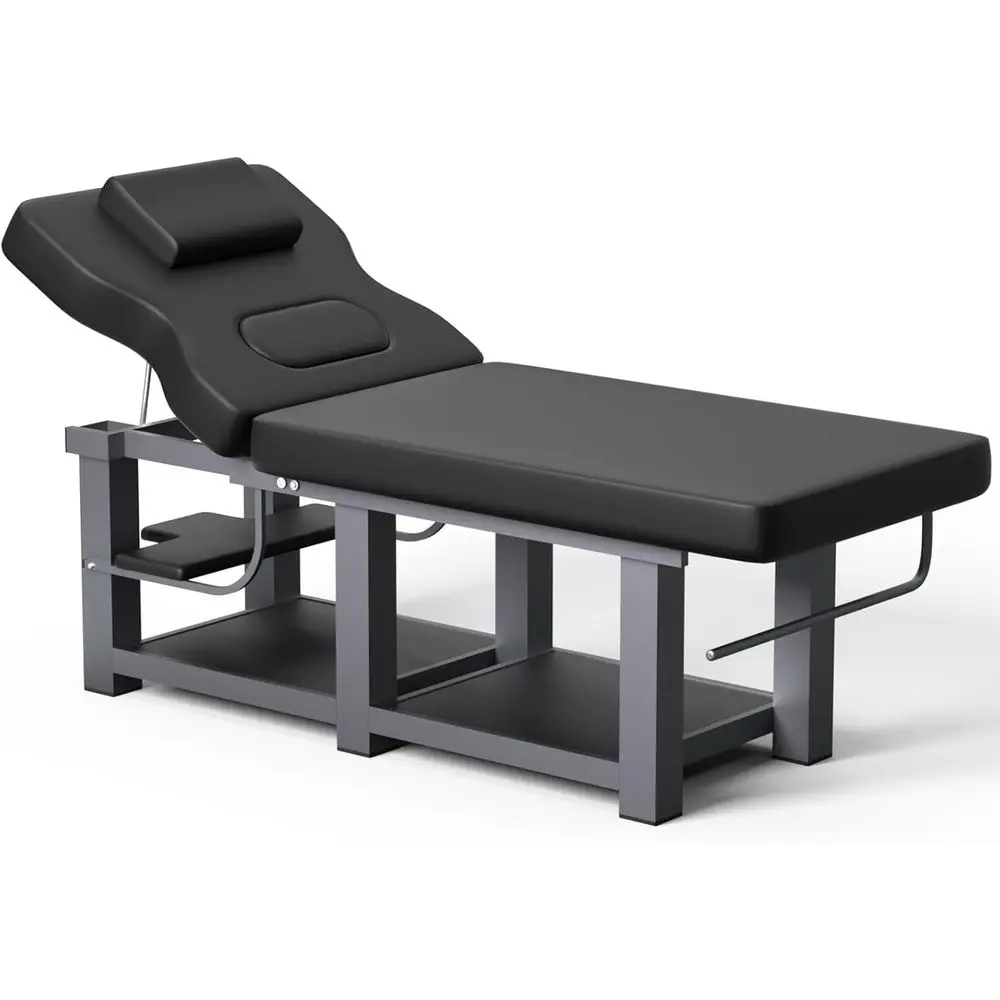 

Sturdy Adjustable Massage Table with Open Chest Rest, PU Leather, Ideal for Spa and Therapy, Black