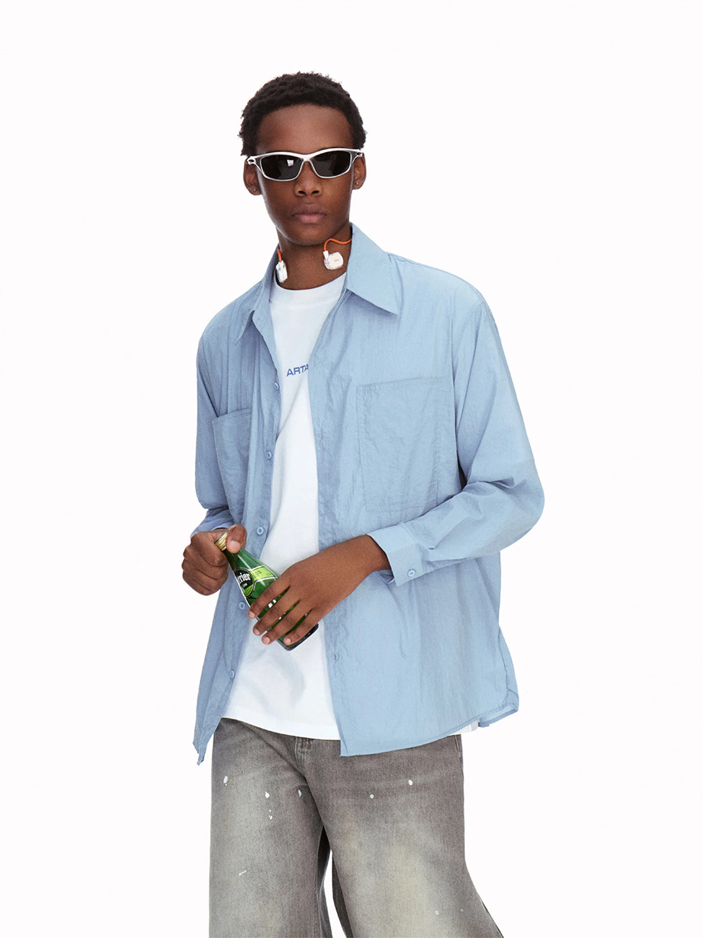 Loose Long Sleeve Men's Shirt Lightweight Outdoor Casual Style Quick Dry Breathable Waterproof Nylon Fabric Autumn New Arrival