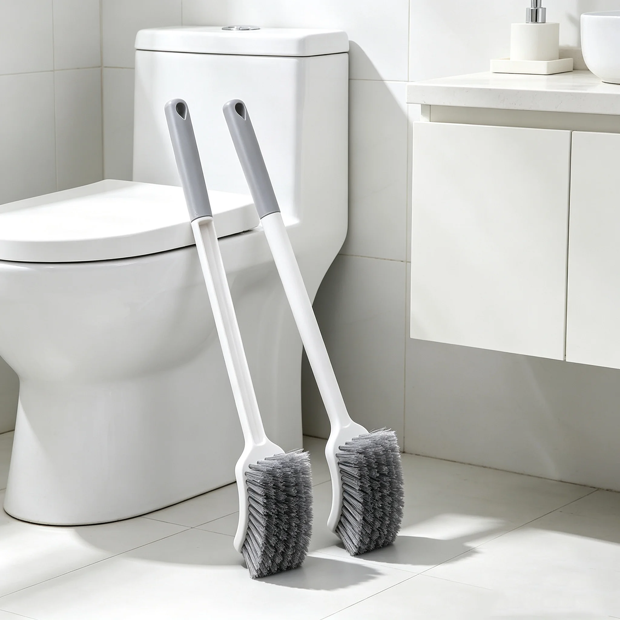 Toilet Brush Thickened Long Handle Plastic Portable Toilet Cleaning Squatting Pit No Dead Angle Soft Hair