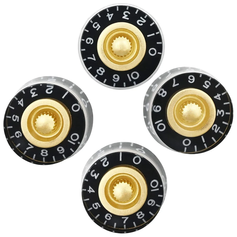 SMIEA 4Pcs Volume Tone Speed Control Knobs for Les Paul LP Style Bass Electric Guitar Parts, Transparent Golden