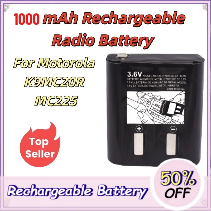 1000mAh 3.6V Replacement Walkie Talkie Battery 53615 Compatible with Motorola K9MC20R MC225 Radio Rechargeable Battery