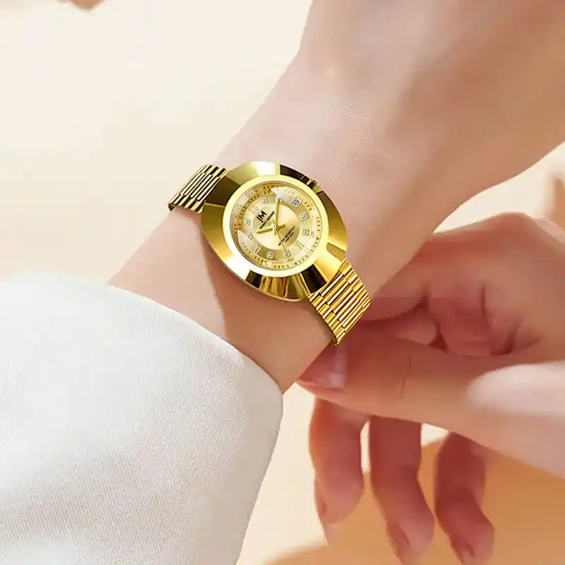 Gift Box Watches for Woman JONNY MOORE 8561 Luxury Gold Quartz Watch Diamond Dial Calendar Waterproof Ladies Watches Reloj Mujer