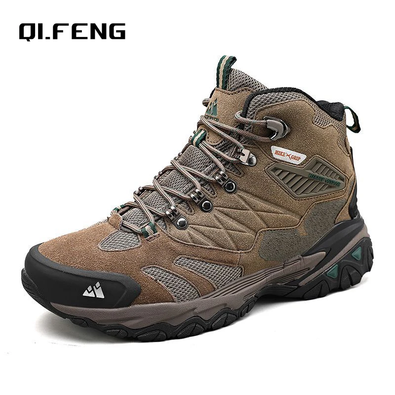 Men's Outdoor Hunting Tactical Sneaker Winter Snow Plush Warm Boots Comfortable Non-slip Hiking Walking Genuine Leather Boots