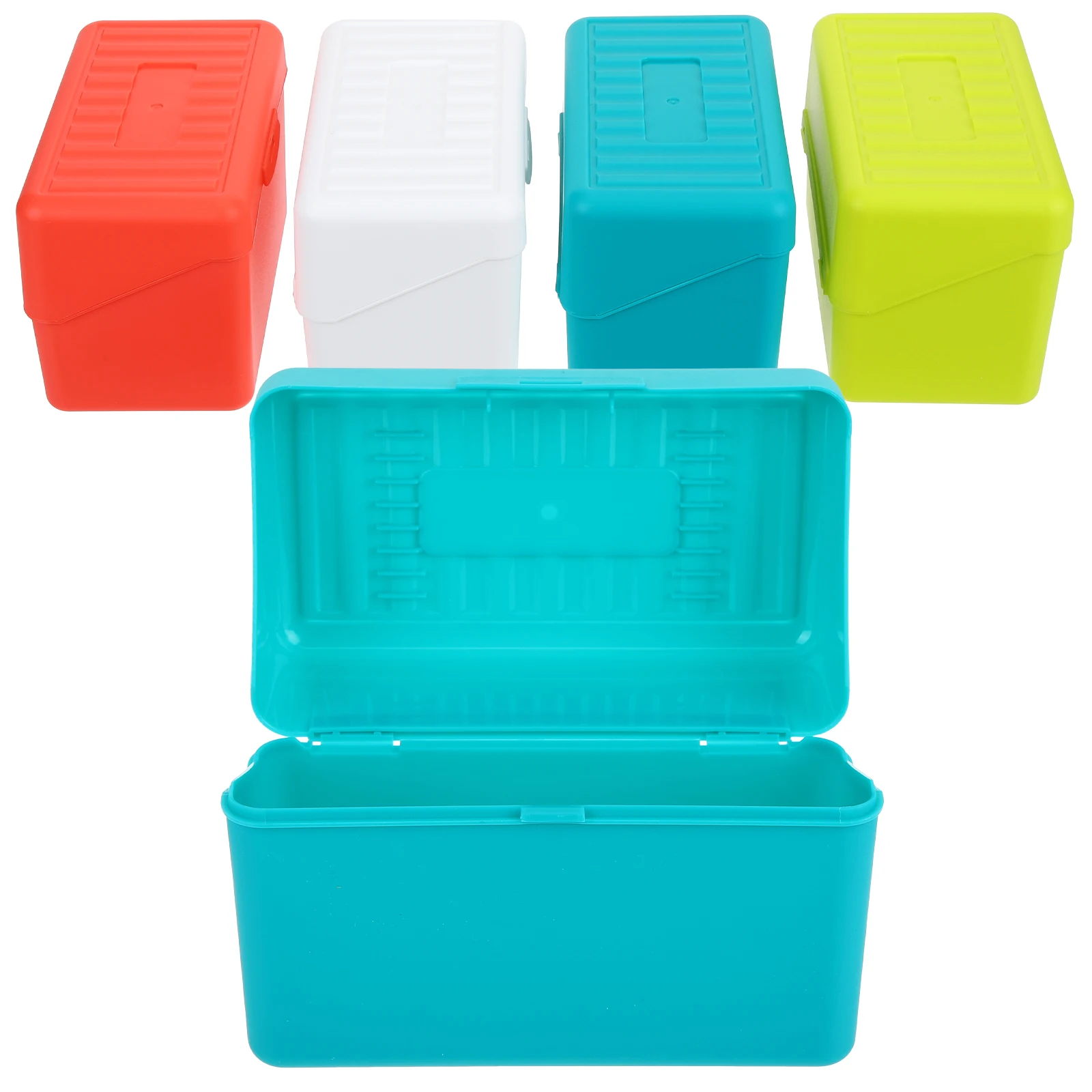 

4pcs Index Card File Box ganizer Notecard Holder Case for Recipes 3x5 Plastic Business Card Storage Office Portable