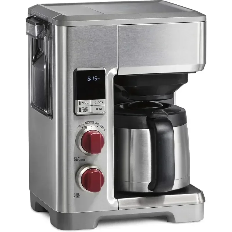 Programmable Coffee Maker System with Built-in Coffee Grounds Scale Removable Water Tank Red Knob Stainless Steel