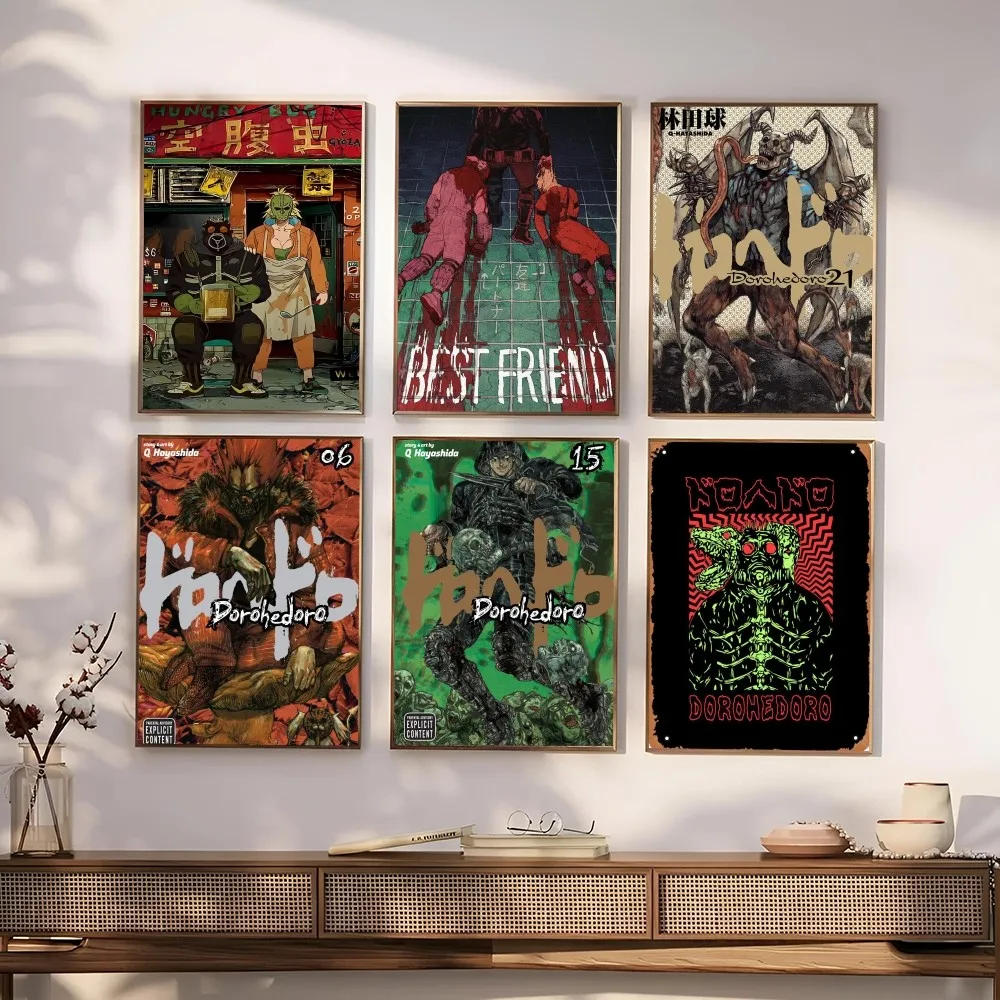 1PC Japanese Fantasy Anime Comic Dorohedoro Poster Self-adhesive Art Waterproof Paper Sticker Coffee House Bar Room Wall Decor