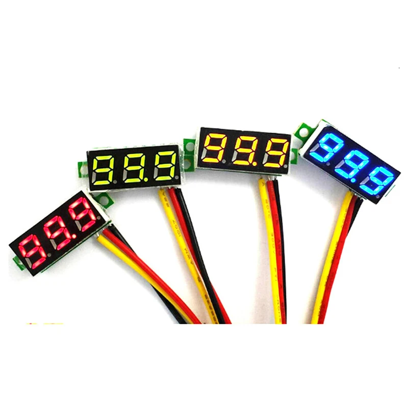 1Pc 0.28 Inch DC LED Digital Voltmeter Digital Display Adjustable Three-Wire DC 0-100V Voltage Meter Car Mobile Voltage Tester