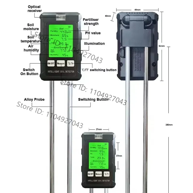6 In 1 Soil Tester Soil Fertility pH Temperature Humidity Sunlight Air Moisture Detector Gardening Soli Analyzer Soil Tester New