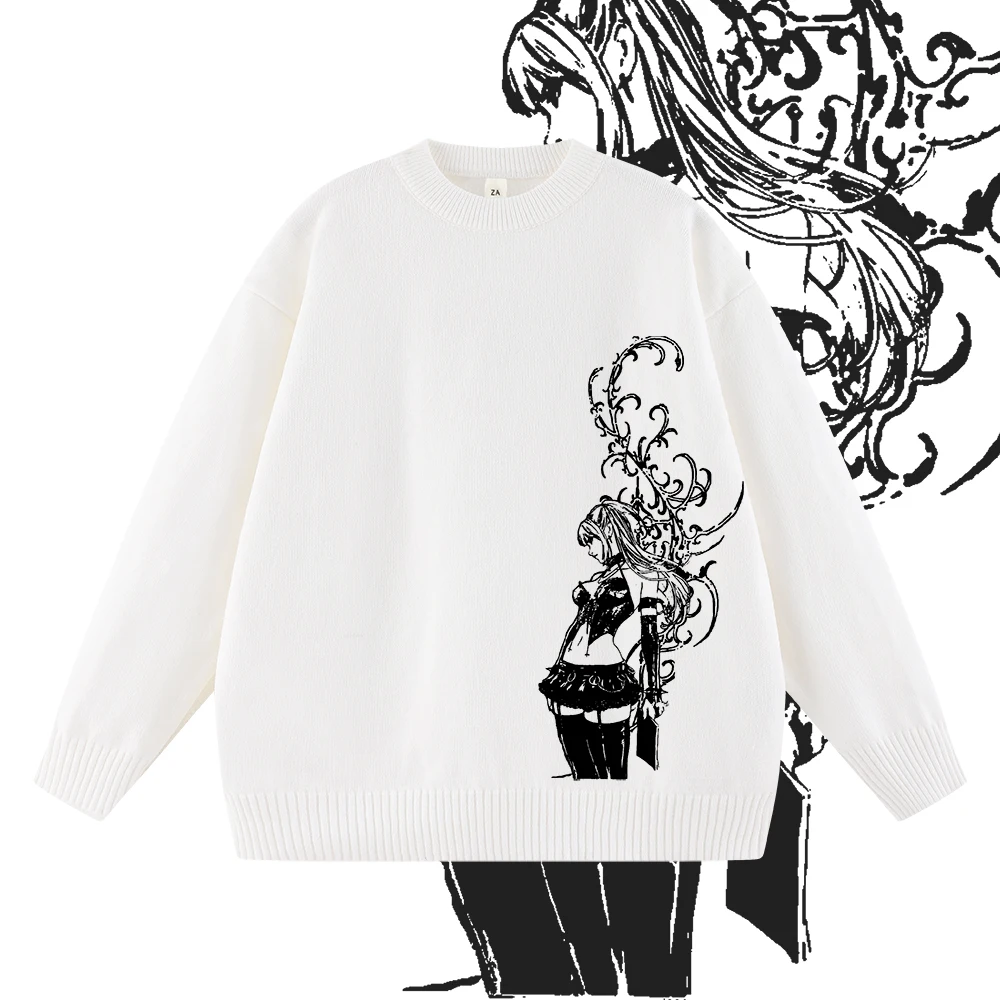 

Harajuku модный мужской и женский осенне-зимний свитер для пар Y2K в стиле ретро 90-х годов, готические топы с круглым вырезом, одежда, новинка 2025 года