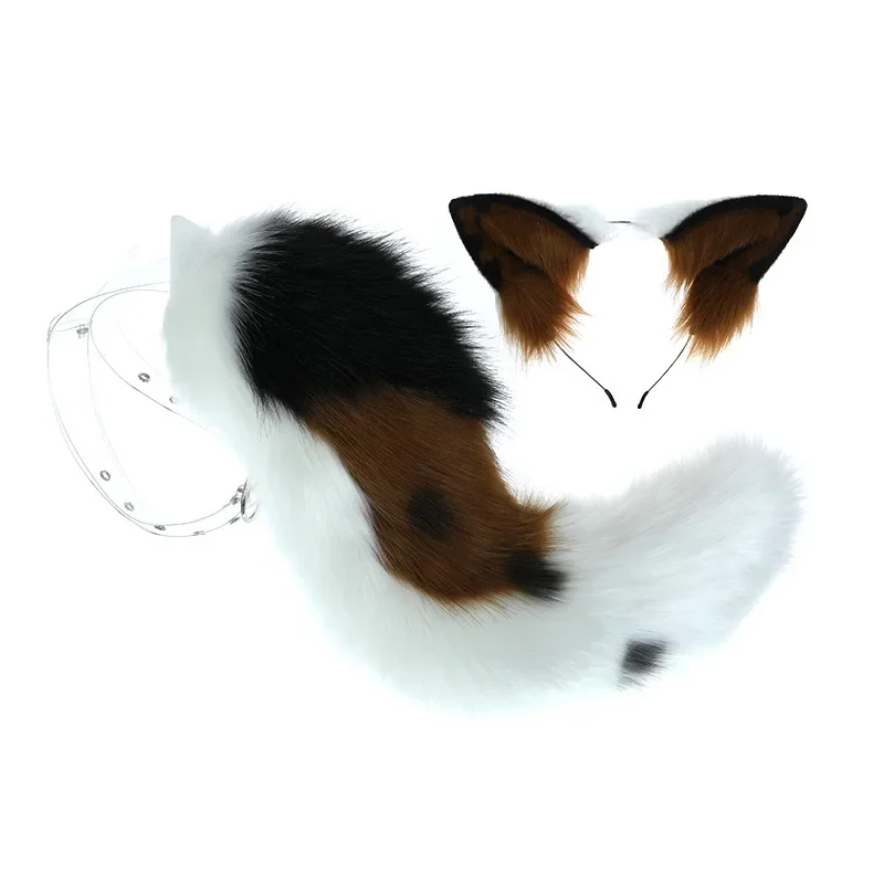 IMU Halloween Naughty Border Simulated Dog Tail Beast Ear Tail Cosplay Party Dressing Cute Plush Headwear Hairband for Christmas