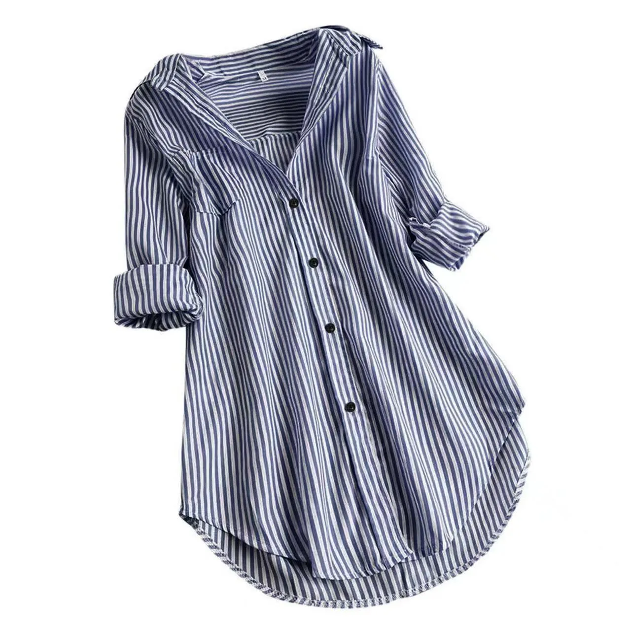 

Chic Striped Long Sve Loose irt for Women Undercollar Sle Autumn Faion Ladies T-irt Other Material 00%