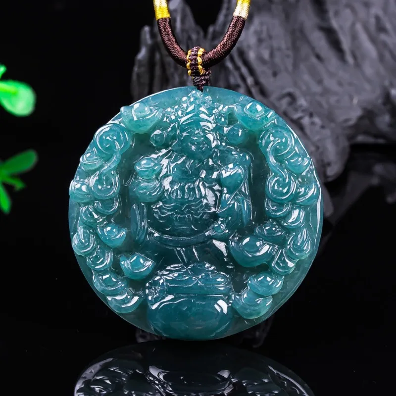 

Бирманский Изумрудный Нефрит Синяя Вода Sycee Бог Багатство Подвеска Амулеты Натуральный Изумруд Юаньбао Ювелирные Изделия Подарки Сертификат Цепочка Для Свитера