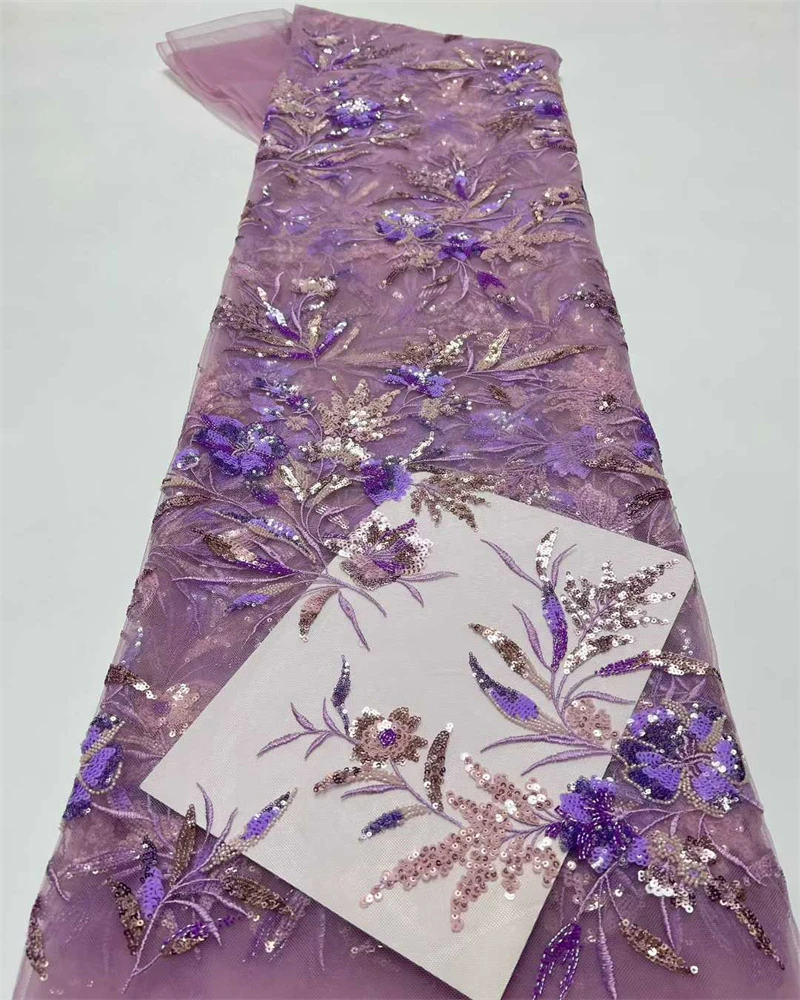 

Французская 3D цветочная кружевная ткань, высококачественные блестки, нигерийские бусины, материал подружки невесты для свадебных платьев, новейший дизайн