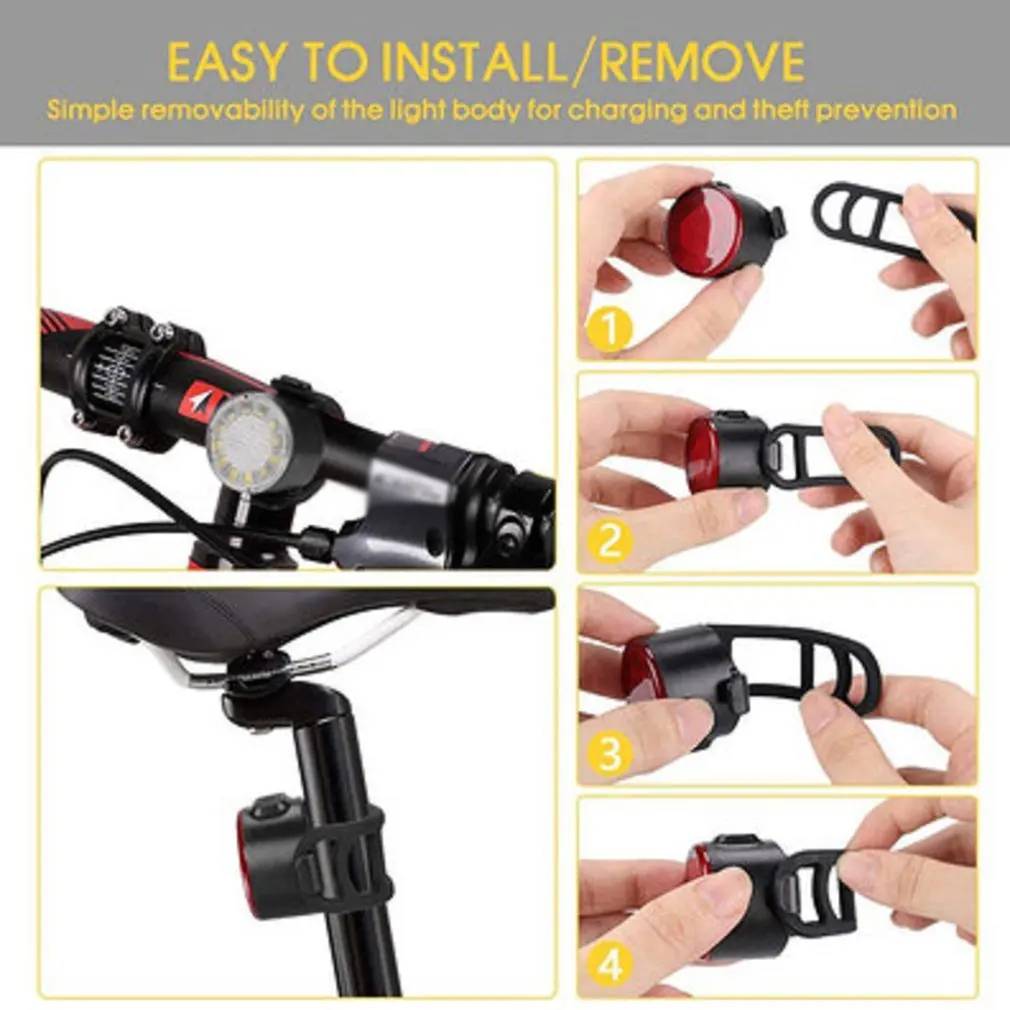 Bike Light Mini Warning Taillights Rechargeable Night Riding Safety Taillight COB Bicycle Front Rear Lamp LED Cycling Headlamp