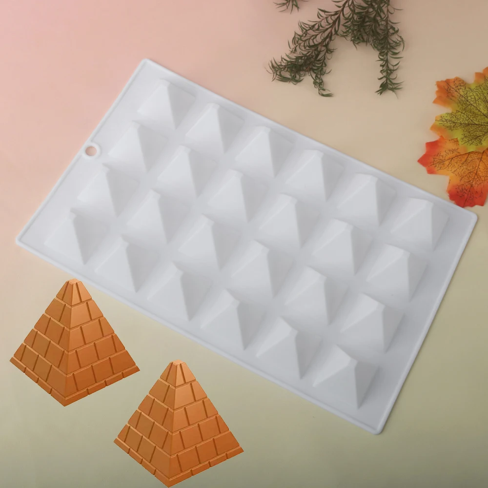 24 Cell Pyramid Shaped Chocolate Moulds Candy Mold Silicone Cake Mold Dessert Making Tools Kitchen Pastry Baking Supplies