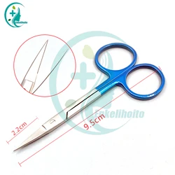 Basket Handle Eye Scissors Straight Curved Tip Double Eyelid Cosmetic Surgery Medical Surgical Scissors 9.5cm