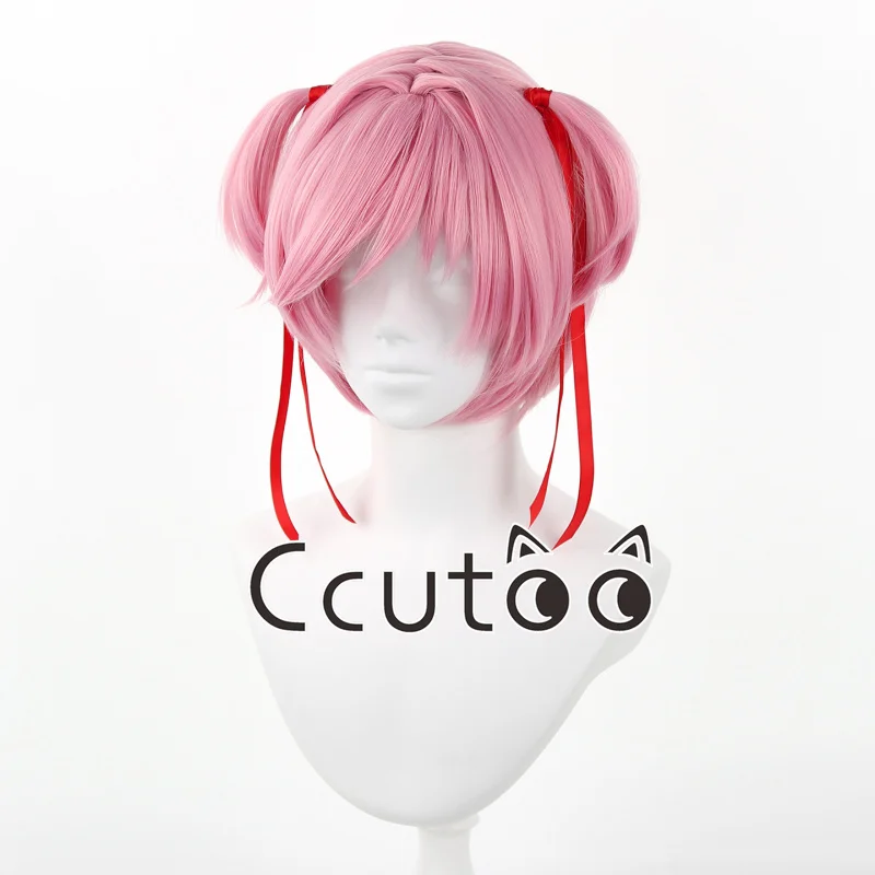 Anime Doki Doki Literature Club Natsuki Cosplay Perücke mit rotem Band Halloween Karneval Party Requisiten Kunsthaar – Detail 3