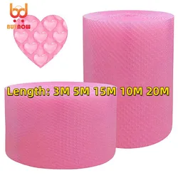 10M 20M Lenght Pink Air Bubble Roll Love Heart-shaped Party Favors Gifts Packing Foam Roll Gift Box Packing Filler Wedding Decor