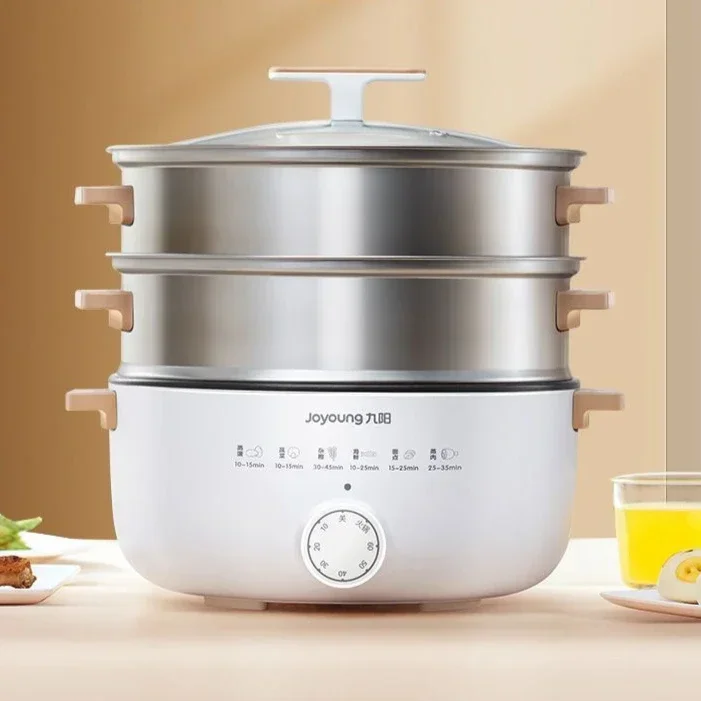 Electric Heated Steamer Food Household Multi-functional Three-layer Stainless Steel Large-capacity Vegetable Cooker Pot.