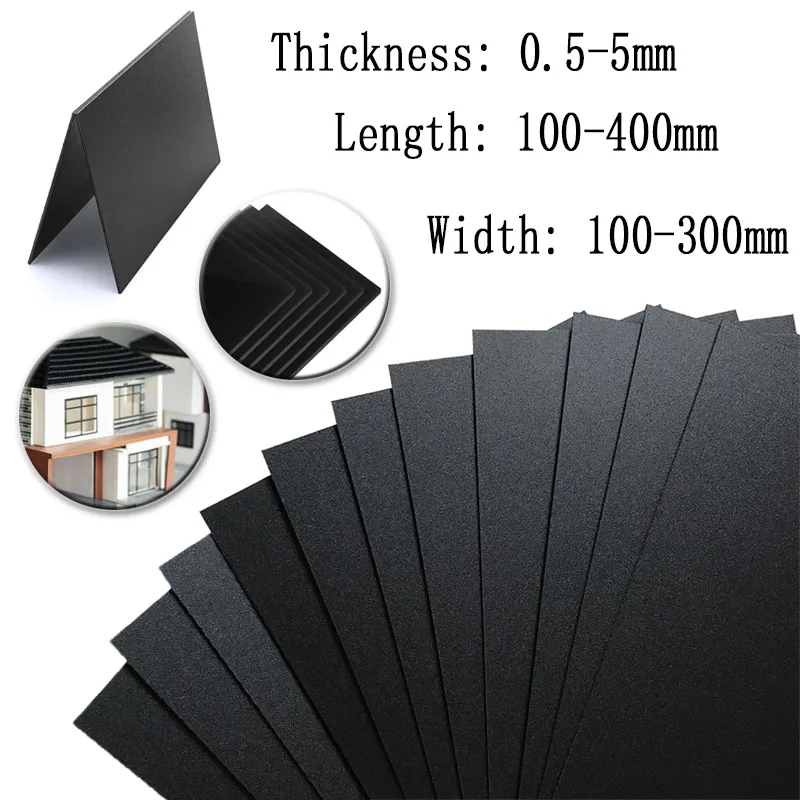 1 Pcs Black ABS Plastic Plate Model Sheet DIY Model Material Parts Thickness 0.5mm/1mm/1.5mm/2mm/3mm/4mm/5mm