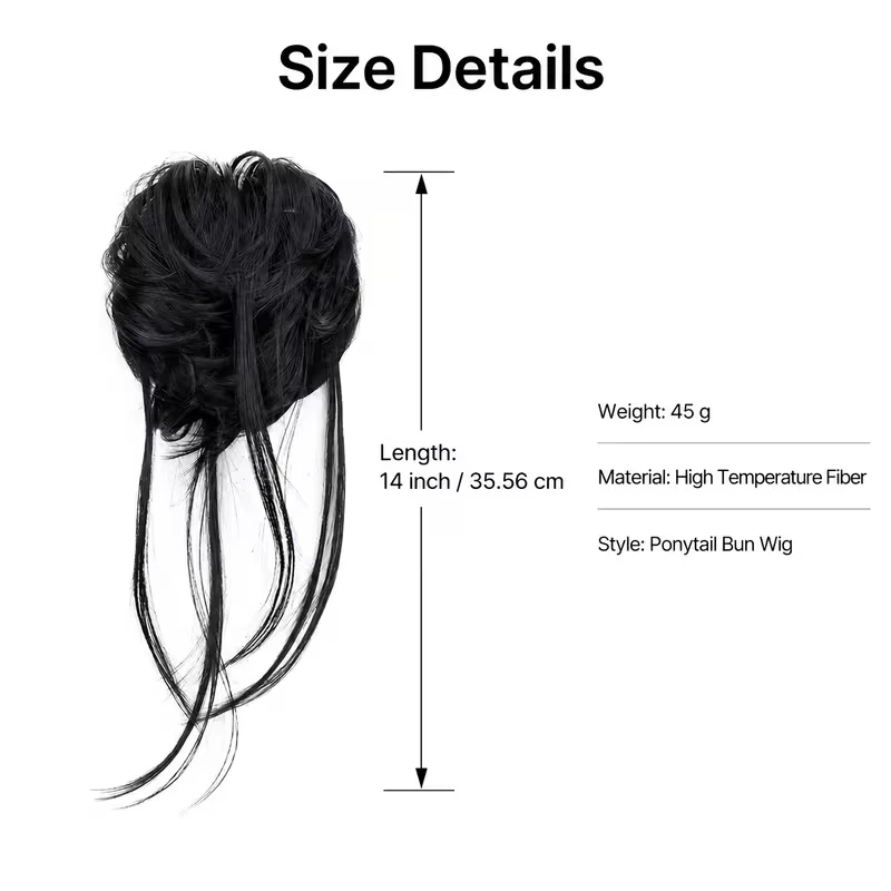14Inch Synthetic Messy Hair Bun Elastic Rubber Band Elegant Long Tassel Ponytail Bun Hairpiece for Women Daily Party Hairstyle