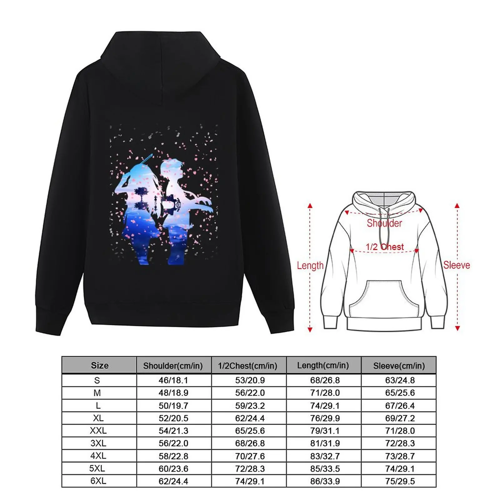 كذبتك في أبريل Shigatsu wa Kimi no Uso Kaori & Kousei Anime Cherry Blossoms Classic Hoodie #5
