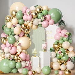 Pink Balloons Garland Sage Green Skin White Sand Ballon Arch Kit Gold Birthday Party Jungle Theme Baby Shower Wedding Decoration