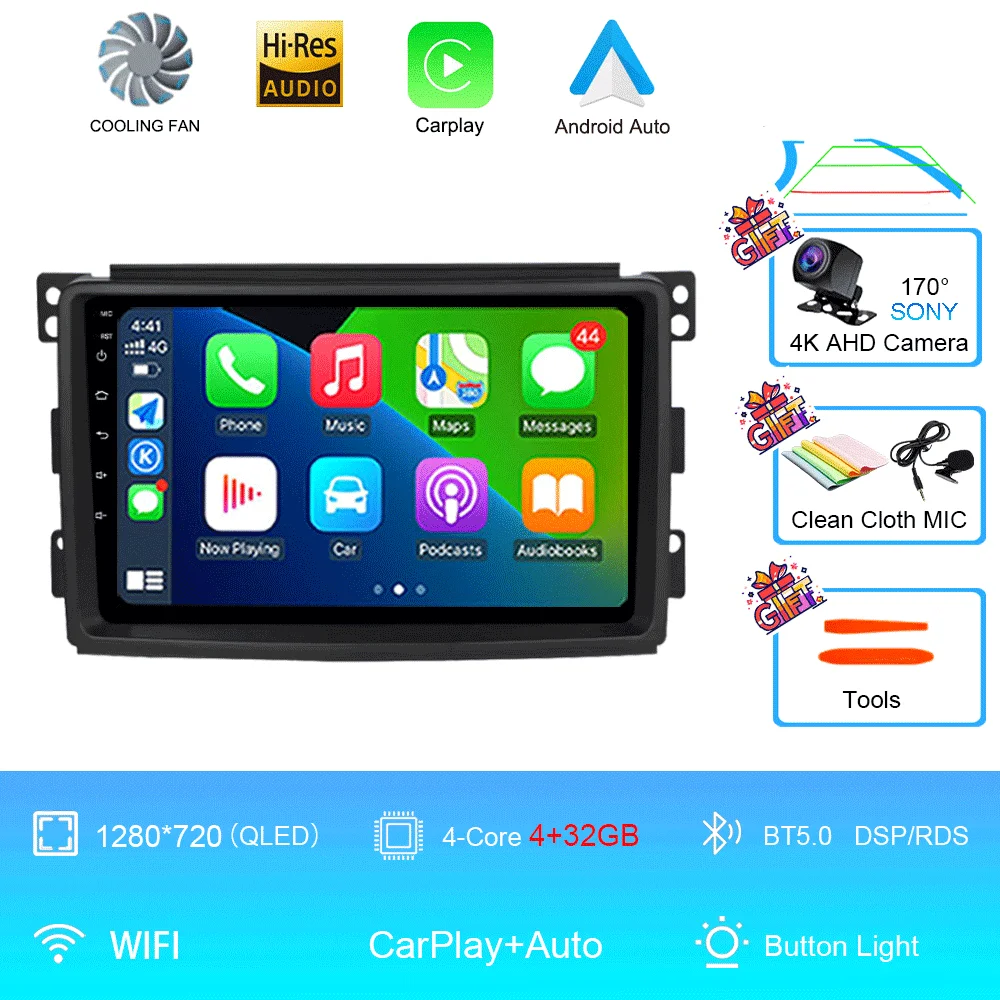 Android 15 Voor Mercedes Benz Smart Fortwo 451 2006 2007 2008 2009 Autoradio GPS Carplay Multimedia Speler Navigatie Stereo auto