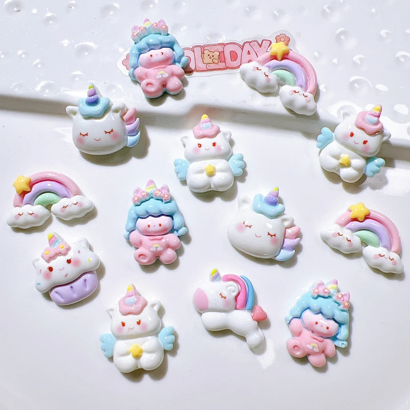 

Miniso 6Pcs Unicorn Cartoon Resin Shoes Charms Set Detachable Diy Travel Bag Clog Accessories Perfect Men Women Holiday Gift