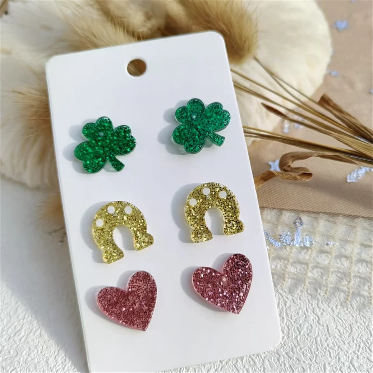 

Durable St. Patrick'S Day Glitter Hat Green Women Earrings Women Gift