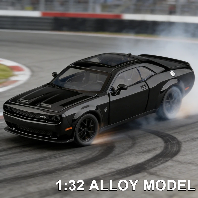 

Модель спортивного автомобиля Hellcat 1:32, имитация, из сплава, со звуком и светом, инерционная машинка, коллекционная игрушка для мальчиков, украшение, подарок