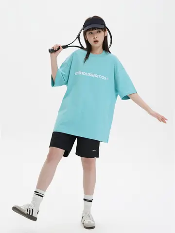 여름 유행 느슨한 편지 인쇄 헤비급 통기성 편안한 스포츠 커플 반팔 셔츠 남여 사이클링 스포츠