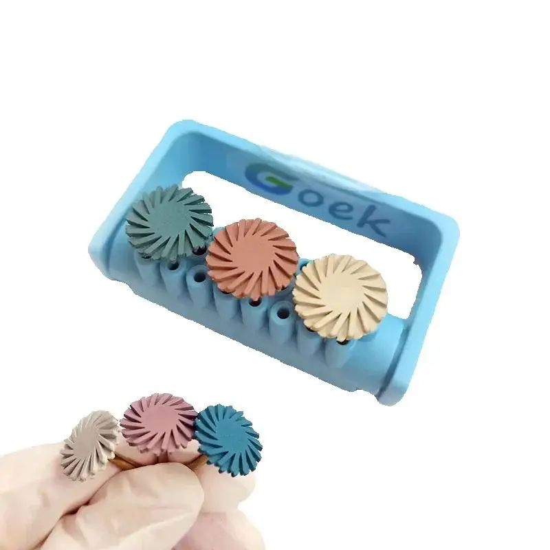 4 Stück Dental-Diamant-Gummi-Polierer mit Desinfektionsbox zum Polieren von Zirkonoxid-Lithium-Disilikat-Zahnmedizin-Laborbohrern