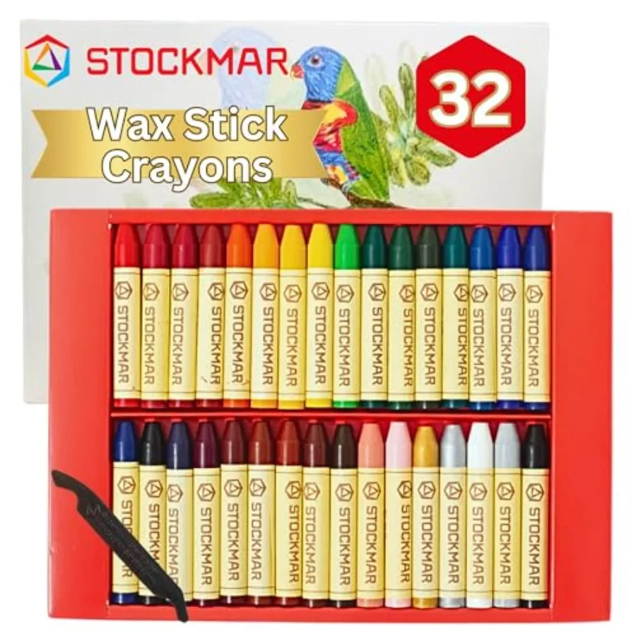

Natural Beeswax Crayons Set of 32 Artist-Grade Stick Crayons with Scraper Non-Toxic Drawing Media for Art Projects Crafting Cre
