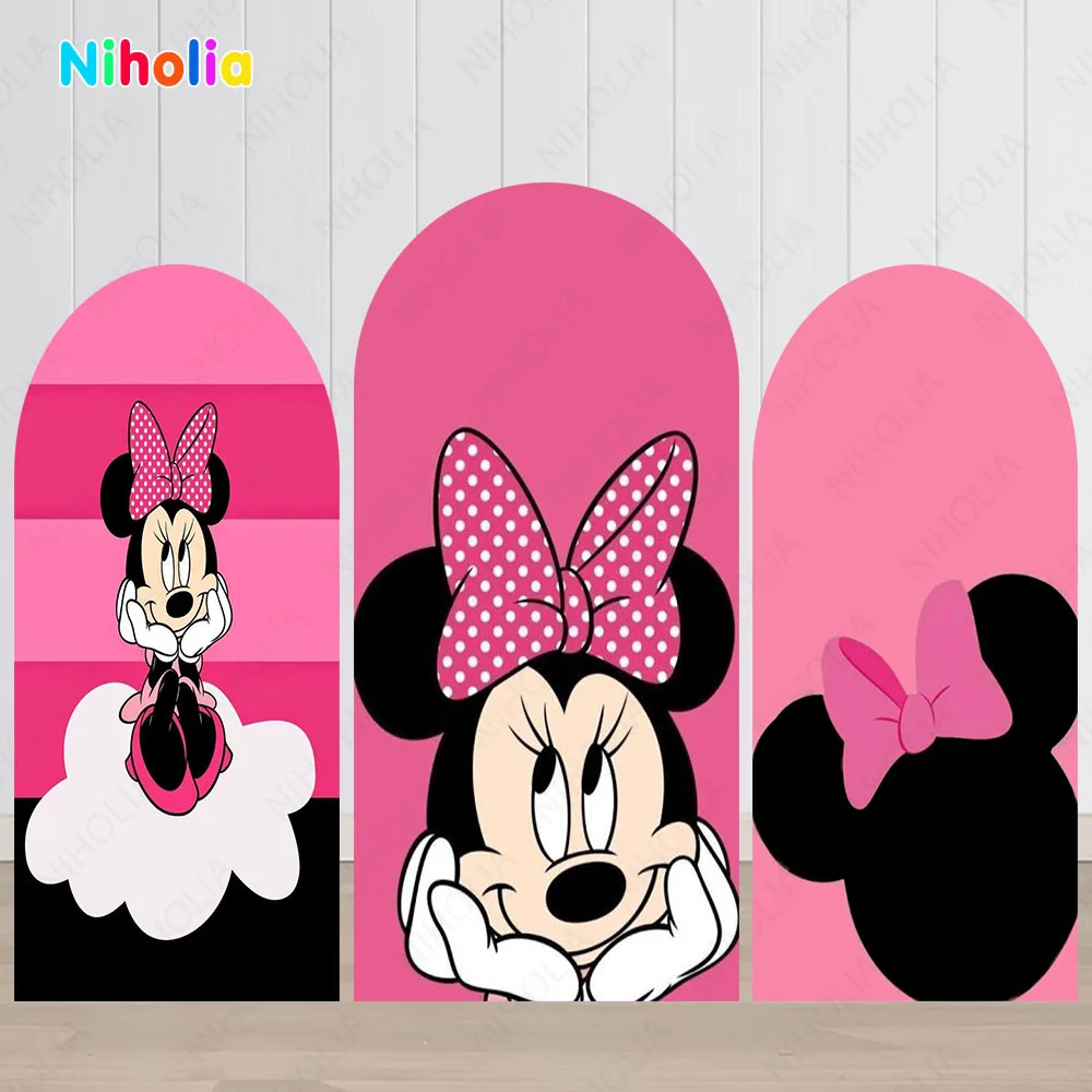 

Minnie Mouse Arch Backdrop rose Red for Girls Birthday Decoration Party Photo Photograph Background Baby Shower Photo Booth