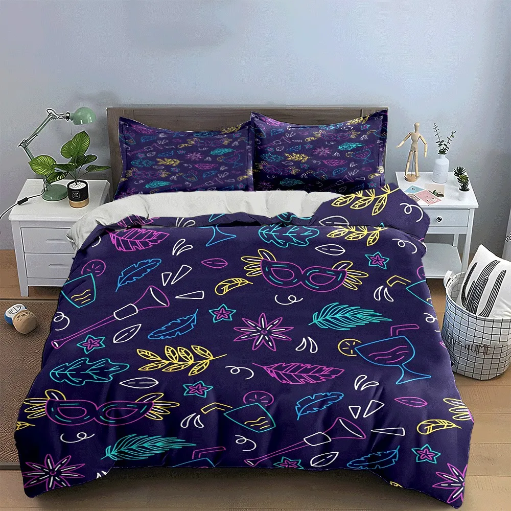 Colorful Tropical Party Essentials Exquisite three-piece bedding set gift for kids and adults