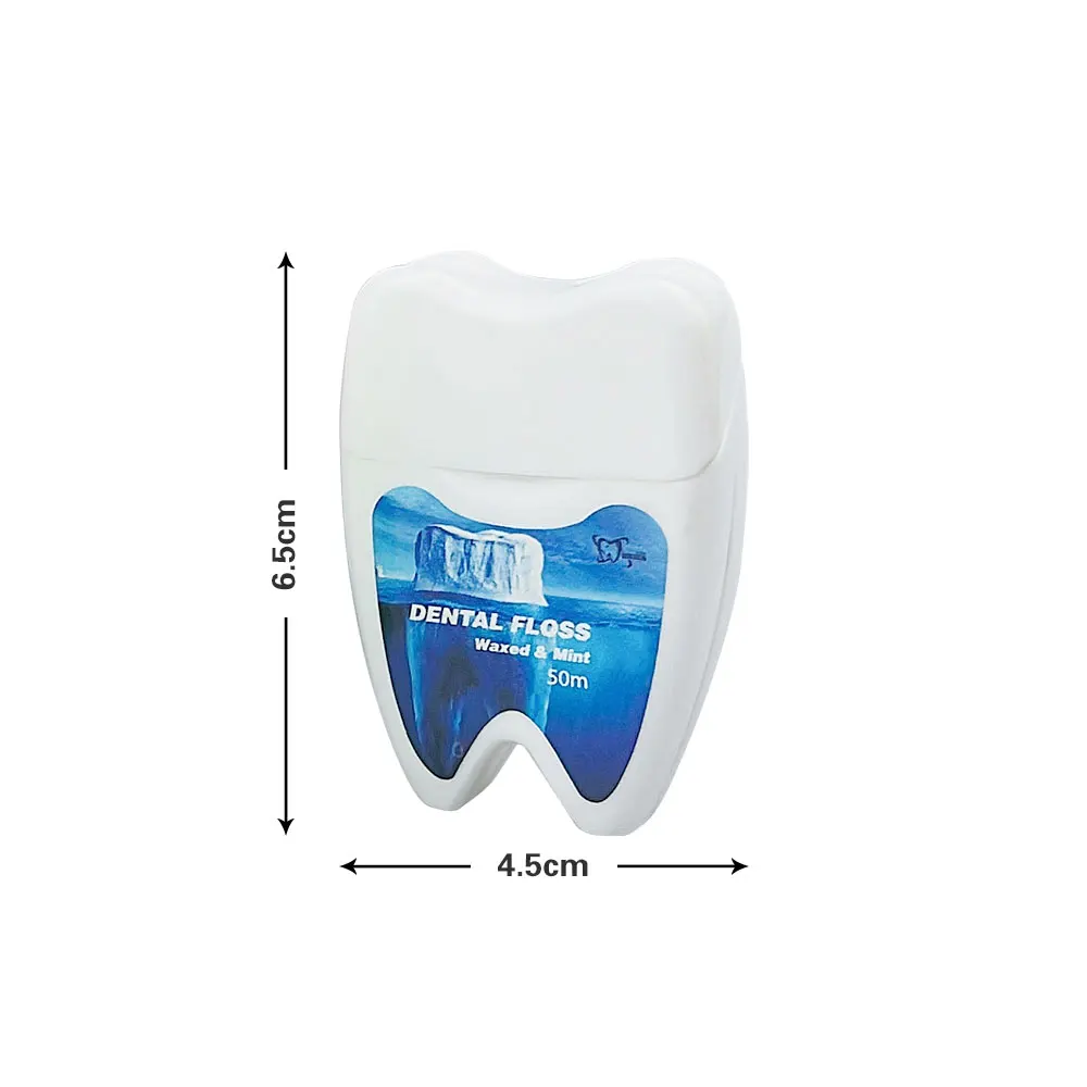 Dental Floss 50 Meter Roll Floss Portable Cleaning Of Dental Gaps Flat Thread Tooth Shaped Box Dental Floss Oral Care Materials