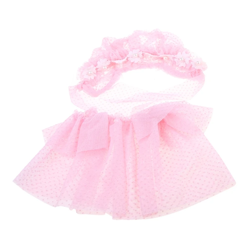 

4Pcs Newborn Photography Props Suit Lace Romper Hat Pillow Headband Set Outfits