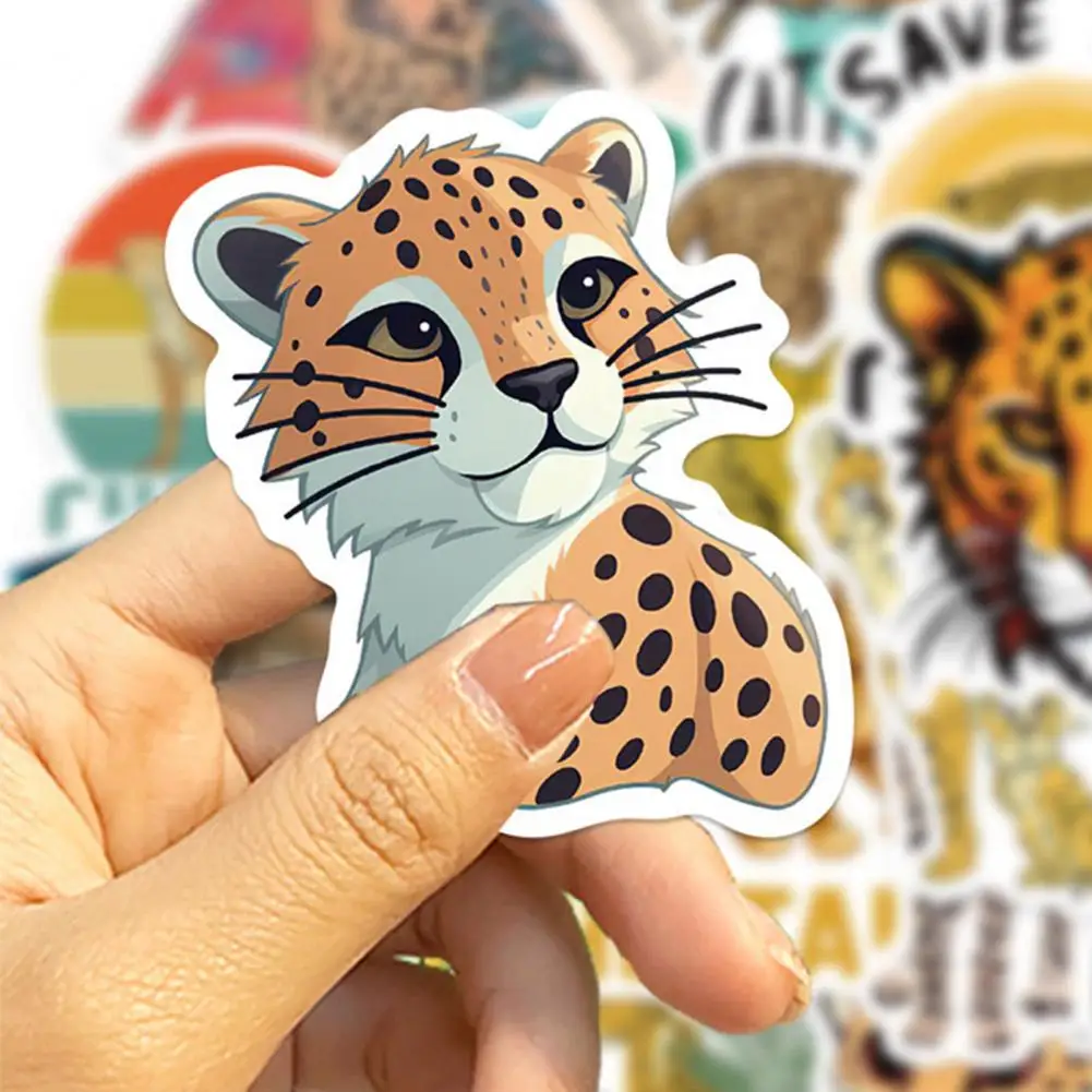 Pegatinas impermeables resistentes a la decoloración, paquete de pegatinas de dibujos animados de leopardo para papelería, portátil, guitarra, teléfono